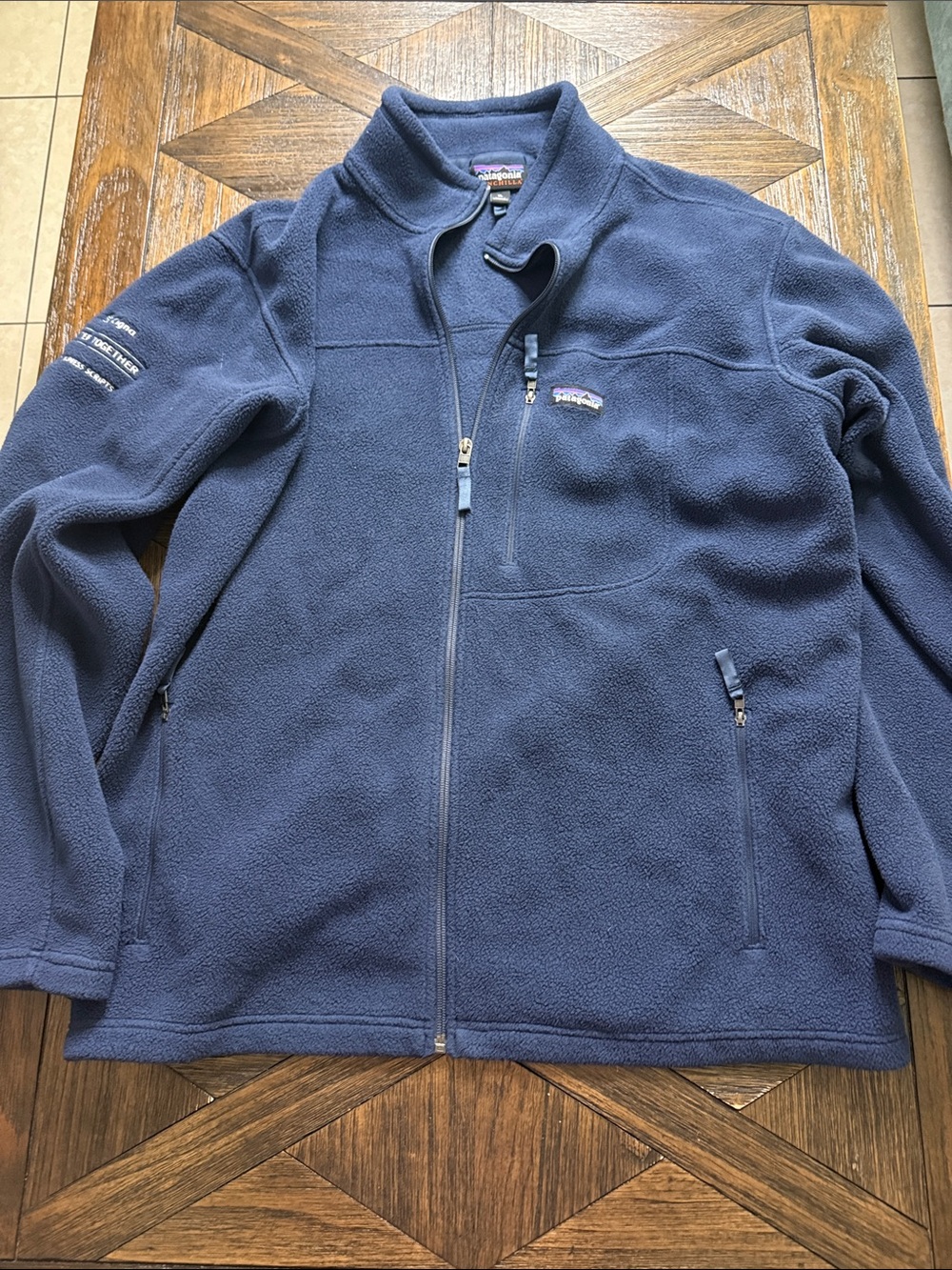 Patagonia Synchilla Navy Blue Fleece Full Zip Jacket XL Chest Pocket